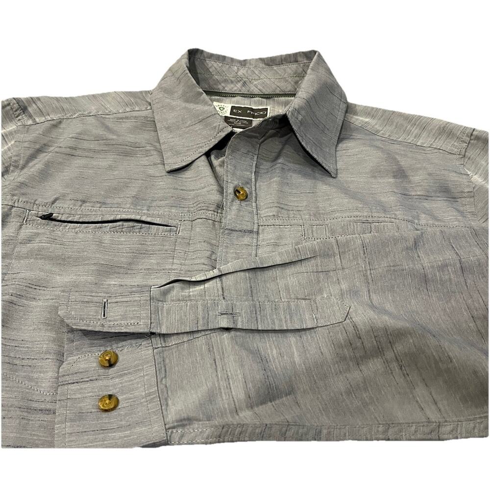Exofficio Gray Long Sleeve INSECT SHIELD BugsAway Hiking Shirt M Medium EUC